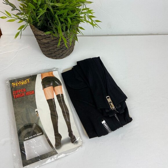 NEW Vintage Zipper Thigh High Black - Picture 1 of 3